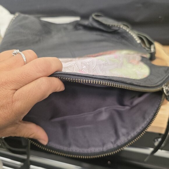 The SAK Silverlake Black Leather Studded Fringe Crossbody Shoulder Bag - Picture 7 of 13